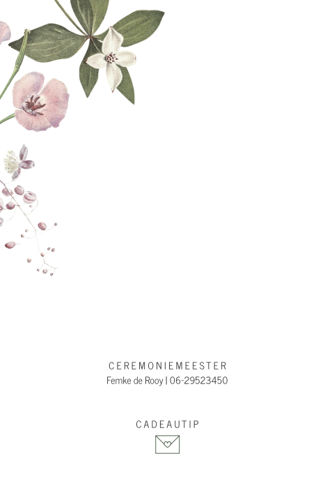 Bloemen trouwkaart met geometrisch figuur