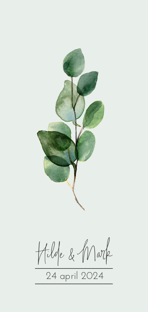 Botanische trouwkaart met eucalyptustakje