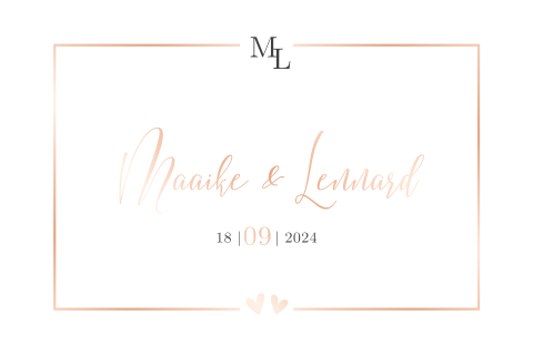 Chique trouwkaart met roséfolie en logo