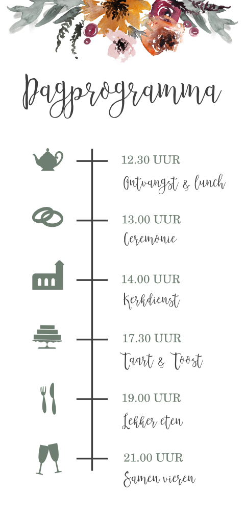 Dagprogramma in stijl van trouwkaart