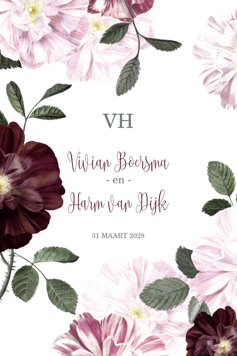 Trouwkaart met bloemen van Dutch Masters