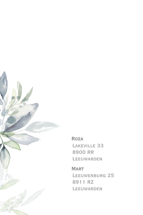 Stijlvolle verlovingskaart met watercolor bloemen