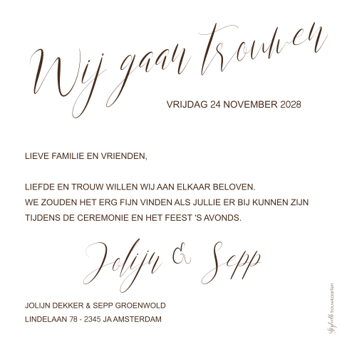 Moderne Save the Date met grote letters