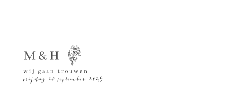 Moderne trouwkaart met zwart folie en bloemetje
