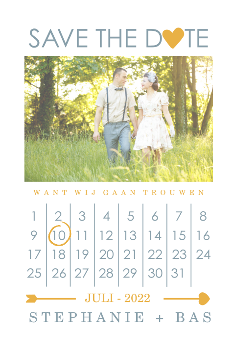 Save the Date kaart  met kalender en foto