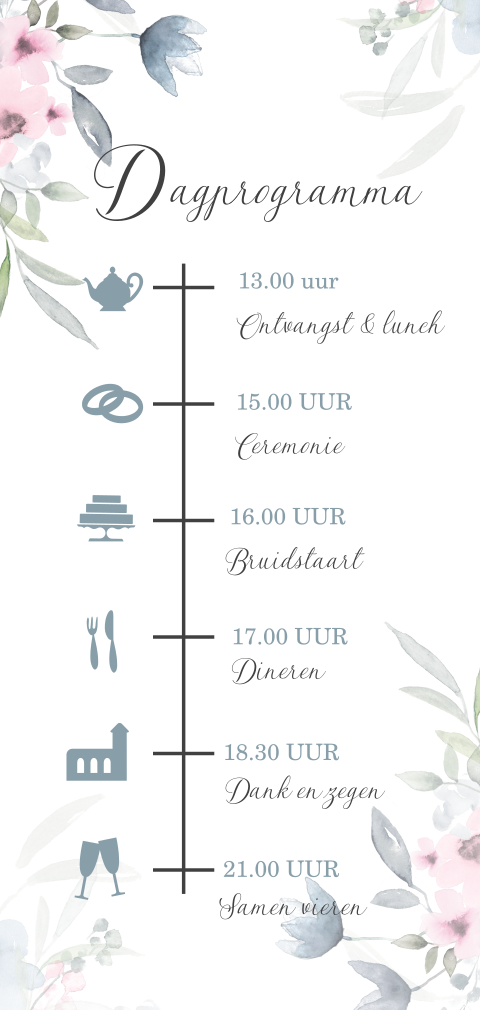 Dagprogramma kaartjes van de collectie bijzondere trouwkaarten