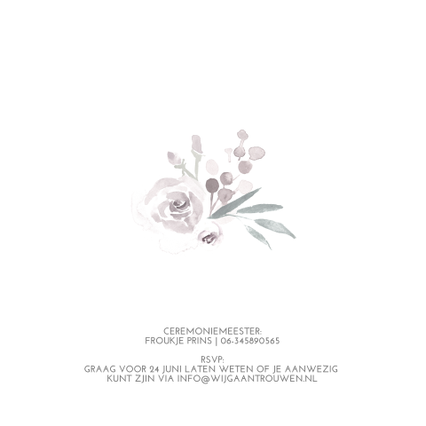 Romantische trouwkaart met zilverfolie en bloemen