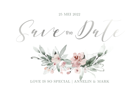Romantische Save the Date kaart met zilverfolie
