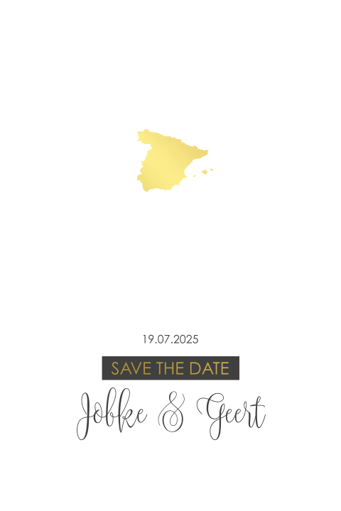 Save the Date kaartje voor bruiloft in Spanje