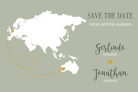 Save the Date kaart voor bruiloft in het buitenland