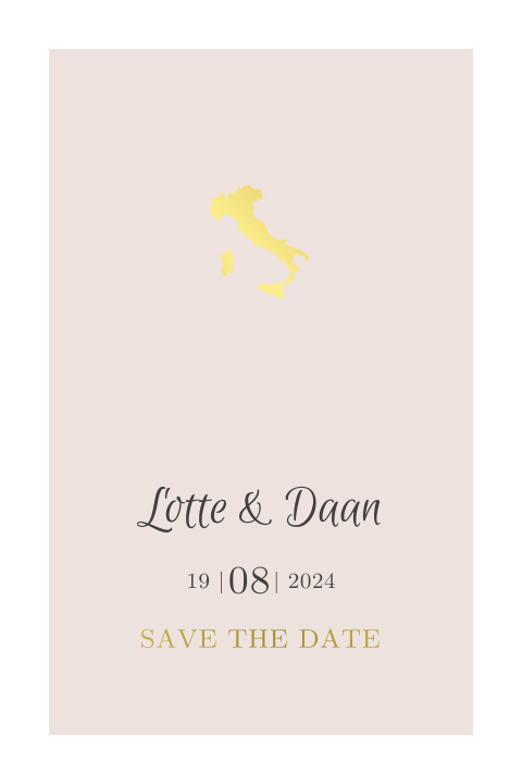Save the Date kaartje voor bruiloft in Italie