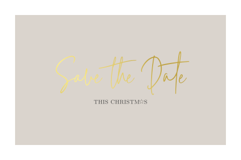 Save the Date kerstkaart met goudfolie en witte rand