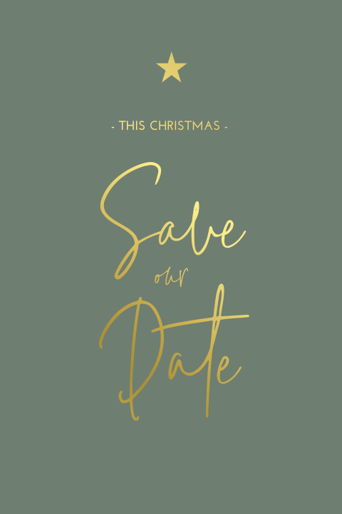 Save the Date kerstkaart met goudfolie