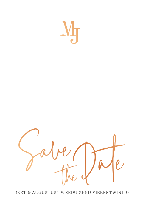 Save the Date met touwtje, takje (zelf regelen) en folie