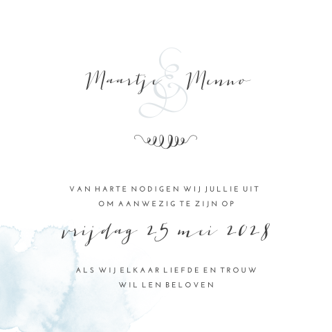 Trendy trouwkaart met watercolor en icoontjes