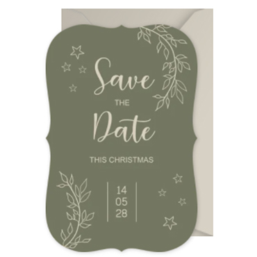 Groene kerst Save the Date kaart in originele vorm