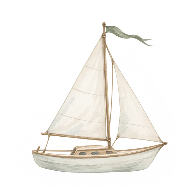 Een nieuw zeilbootje in dezelfde zachte aquarelstijl als de acht bestaande icoontjes