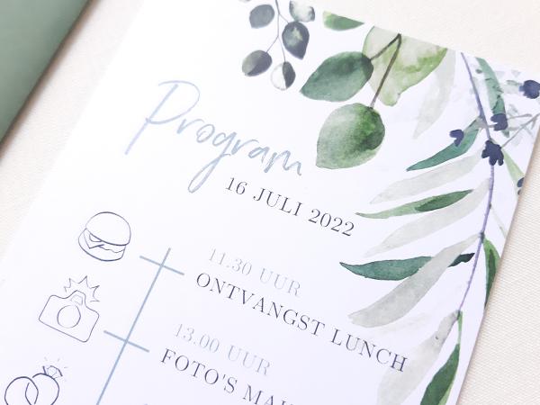 dagprogrammakaart bruiloft