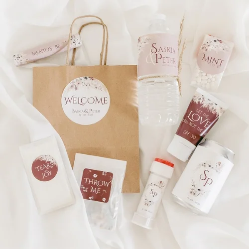 sticker voor op goodiebag met bloemetjes