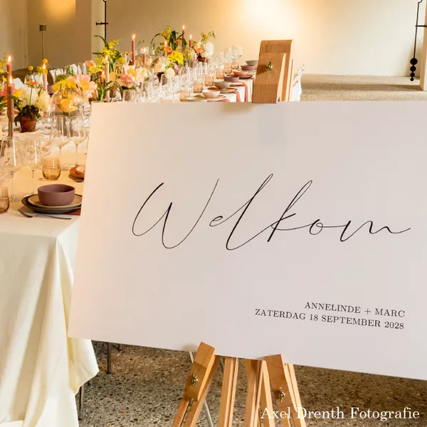 Gepersonaliseerd Welkomstbord Bruiloft met Schildersezel Graveren
